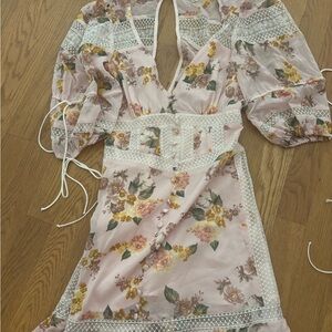 For love and lemons xs Floral Long Sleeve Dress with Lace Details